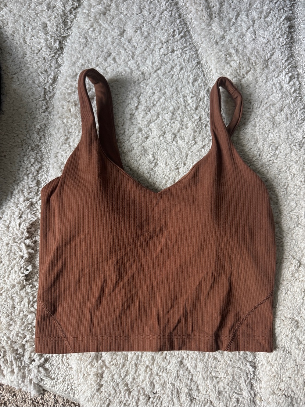 lululemon athletica Ribbed V-Neck Crop Tank - Chestnut Brown